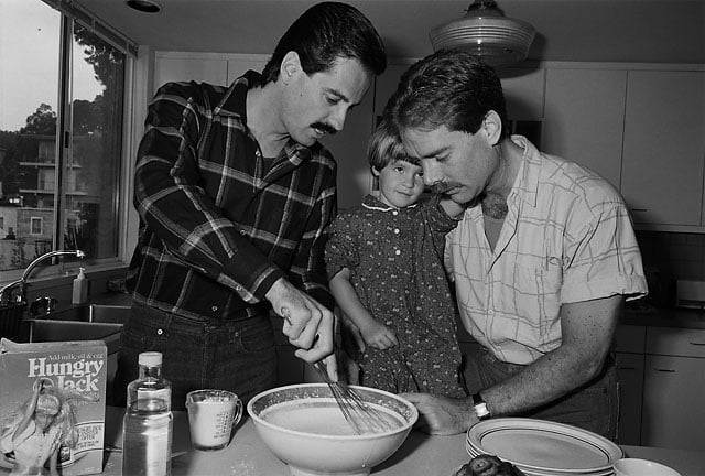 Bill and Ric, with Ric's daughter Kate, San Francisco, 1987.