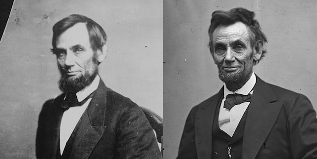 Abraham Lincoln in 1861 and 1865