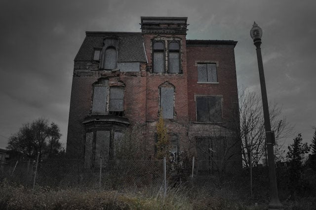 This house in Brush Park, Michigan is called the Haught Mansion. It used to be a brothel. A number of bodies were discovered in the cellar.