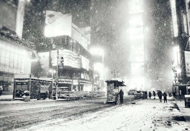 New York City - Snow - Winter Night in Times Square