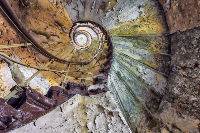 spiral staircase with railing