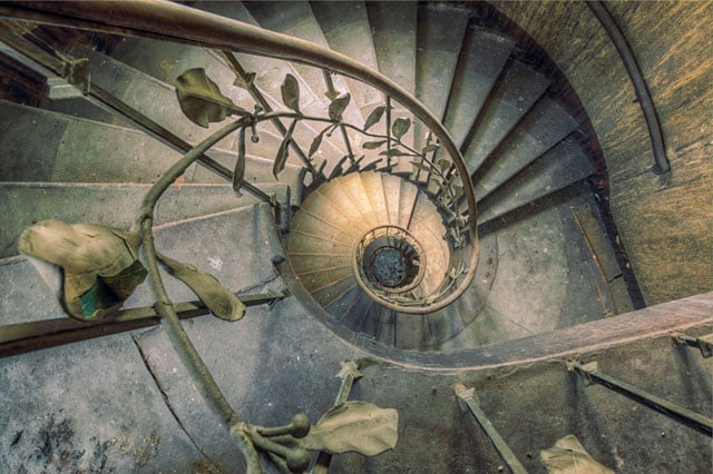 spiral staircase with railing
