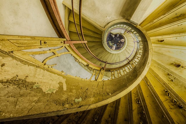 wooden spiral staircase