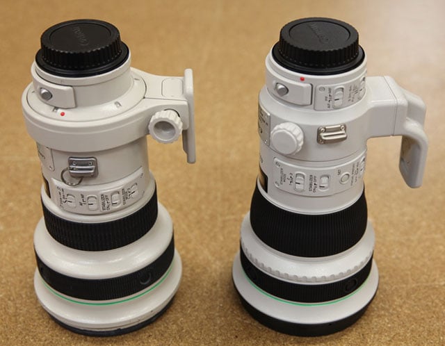 Canon 400mm f/4 DO IS (left) and version II (right)
