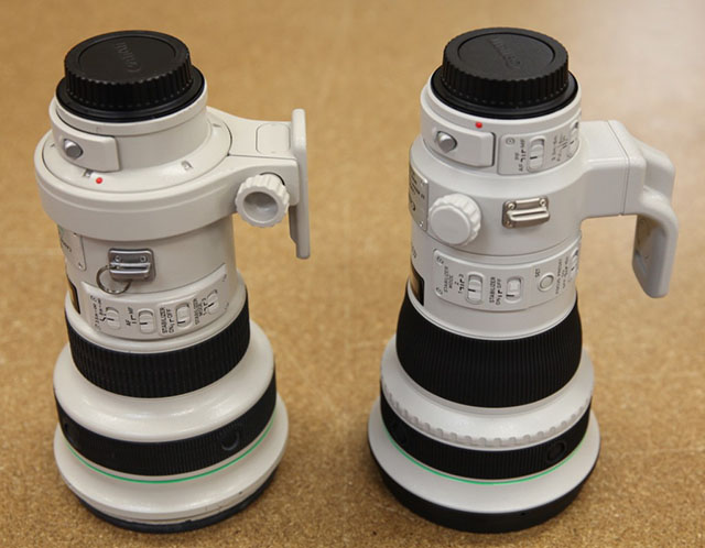 Canon 400mm f/4 DO IS (left) and version II (right)