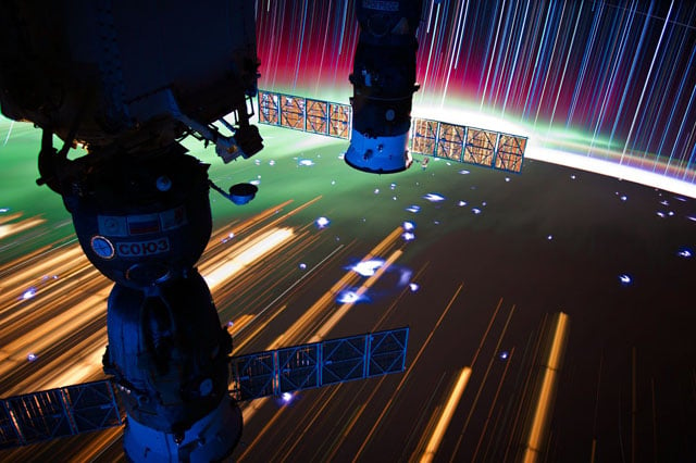 "ISS031 star trail created with iss031e066034 thru iss031e066130"