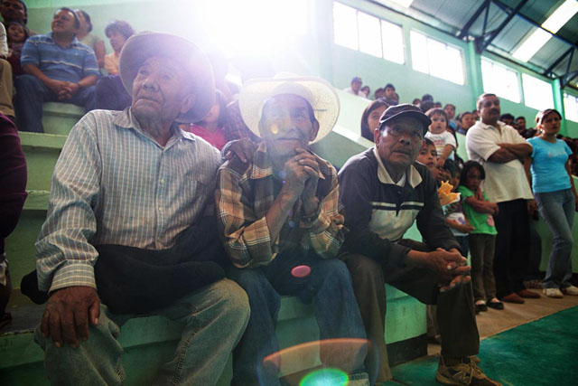 Villagers observe a game in San Juan Atepec, Oaxaca.
