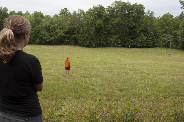 The team scouting out the field.