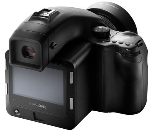The PhaseOne IQ180 digital back attached to a camera.