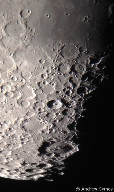 Lunar closeup captured with an iPhone 4s through an 8” telescope.