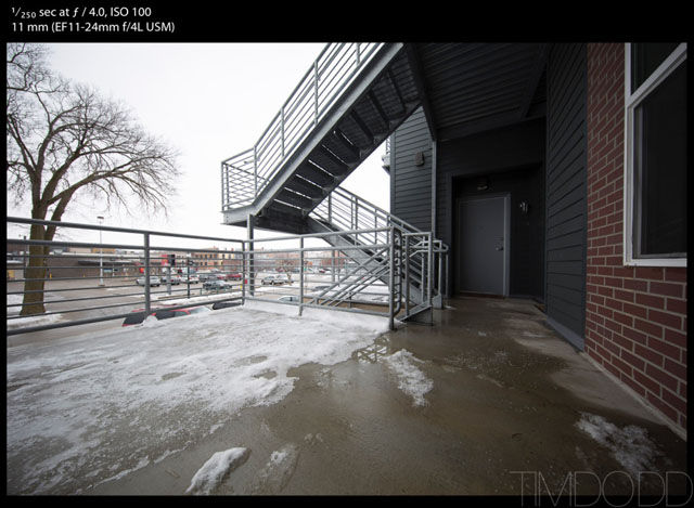 Woah. 11mm’s on a full frame is pretty crazy. I know this looks like a large patio area, but it’s truly not a large space. Notice, there does appear to be a little extra lens vignette compared to the 14mm. That’s easy to fix though.