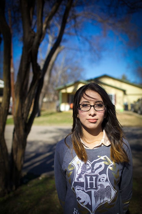 Estefania. Shot by a stray bullet on the bridge of her nose while sitting in the living room of her sister’s house watching TV.  Dallas, Texas- May, 2009