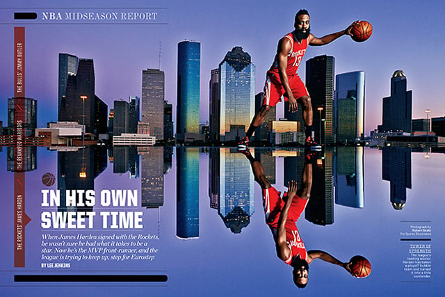 The James Harden spread as it appeared in Sports Illustrated.