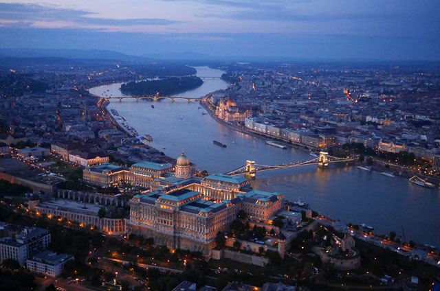 Buda castle on August 20. The barge in the centre of the Danube is loaded with fireworks, launched later that night to celebrate Hungary’s national day.