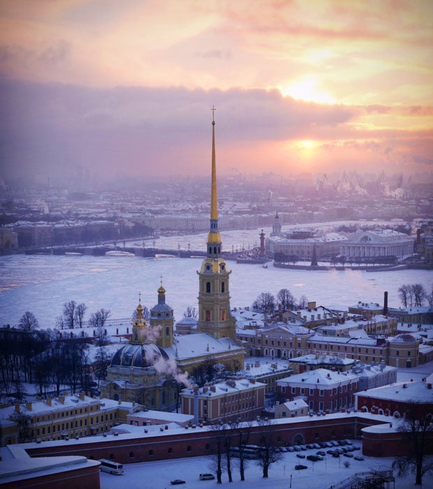 The Peter and Paul Cathedral, inside the Peter and Paul Fortress in Saint Petersburg, Russia.