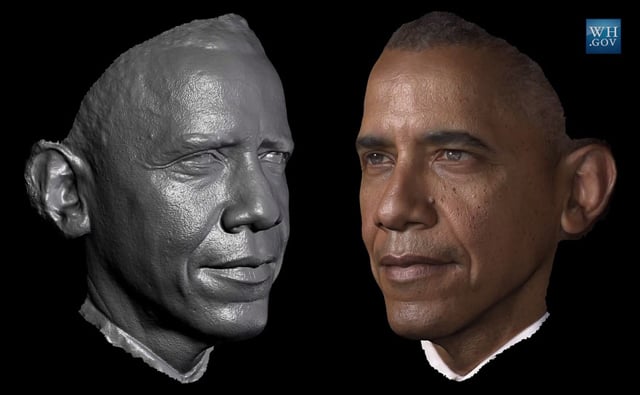 A 3-dimensional portrait of US President Barack Obama