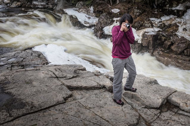 Built in Neutral density is a nifty feature when you need to slow down the shutter in  normal light (Rocky Gorge in the White Mountains of New Hampshire). Jenny liked my camera so much she bought one of  her own. A silver one. It looks better in silver.