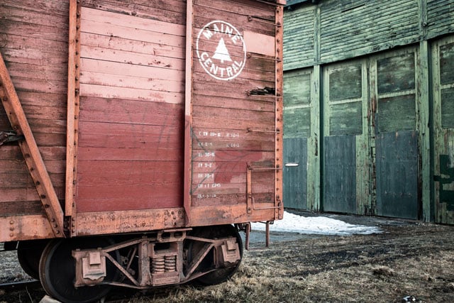 An old boxcar and maintenance shed in Bartlett, NH