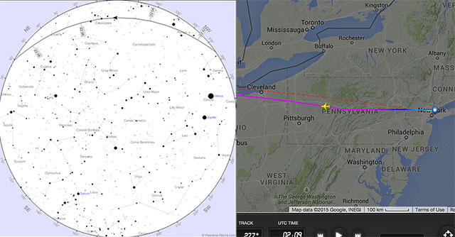Mahlmann used a number of services to calculate where the ISS would be visible from his flight.