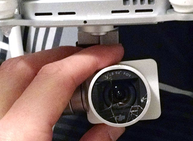 The drone's 4K camera was heavily damaged in the incident.