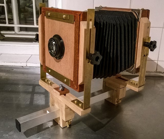 wooden 4x5 camera