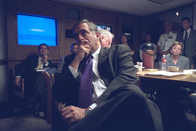 CIA Director George Tenet Listens to President Bush's Address in the President's Emergency Operations Center (PEOC)
