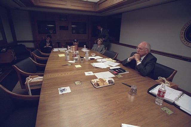 Vice President Cheney with Lynne Cheney and Senior Staff in the President's Emergency Operations Center (PEOC)