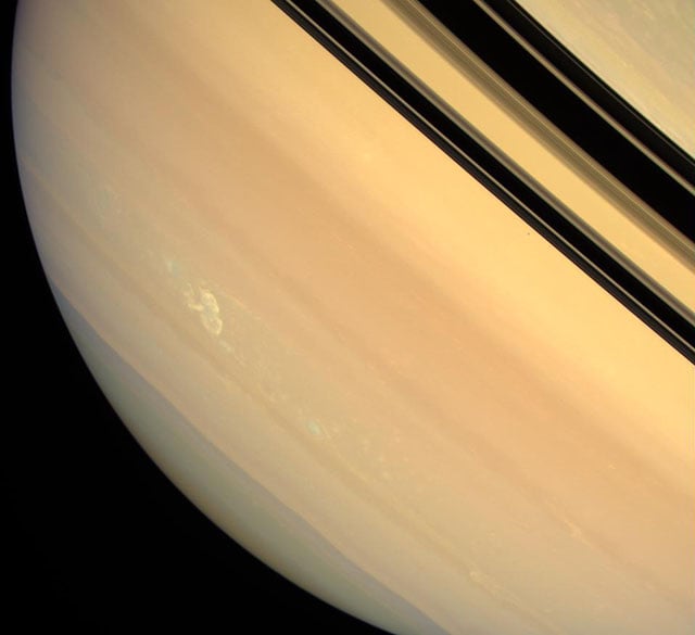 An electrical storm on the surface of Saturn. [#]