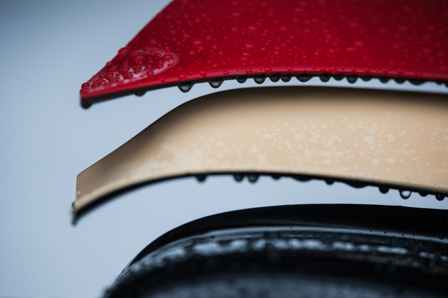 Early morning rain on the winglet of the Lotus F1 car.