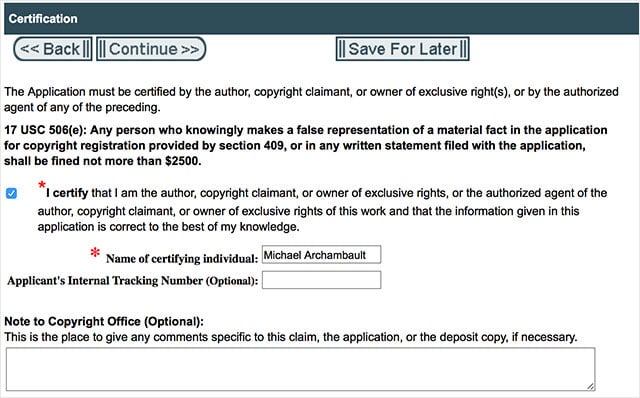 copyright application