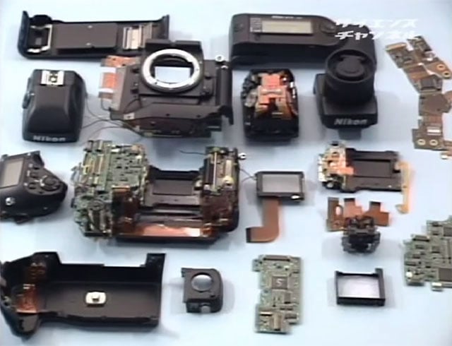 The main components of the camera disassembled.
