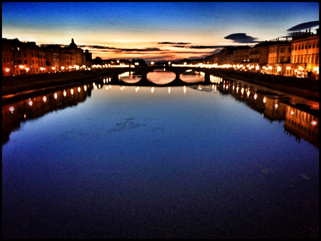 Taken at dusk on a bridge over the Arno River in Florence. I pushed the saturation to give it extra punch. I also shot this with my trusty Fuji X-Pro1, but made the same shot with the iPhone so I could tag and share it by the time I stepped off the bridge.