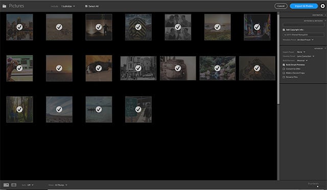 The new Lightroom Import screen.
