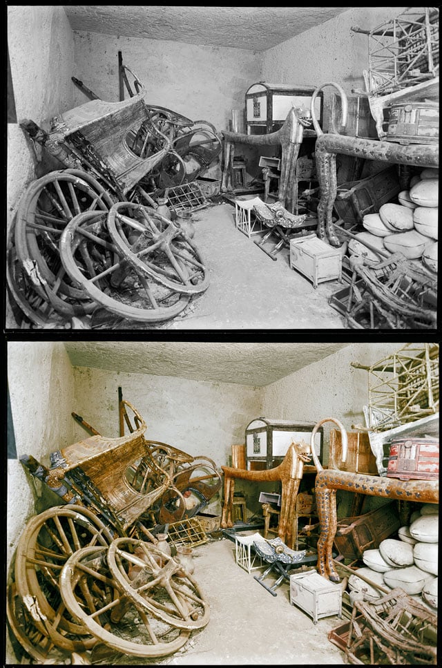 Numerous chariots are stacked up against the wall.