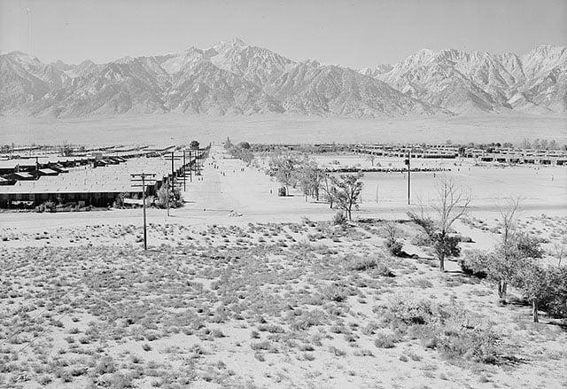 Manzanar from Guard Tower, view west (Sierra Nevada in background).