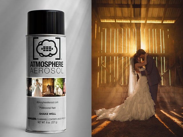 An example of using canned haze for a wedding shoot