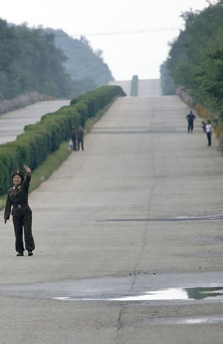 Soldiers are often seen hitchhiking on the freeways, as there is no public transportation between towns.