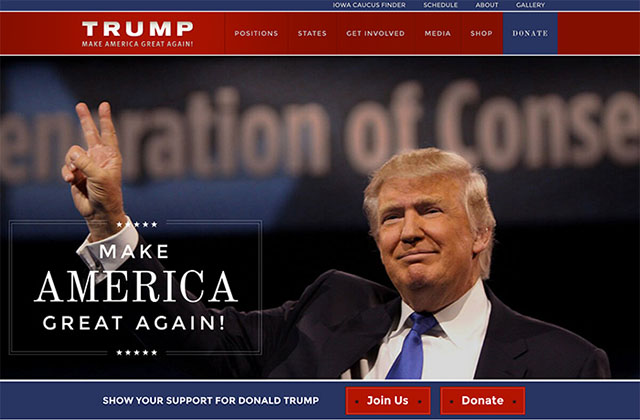 Trump's website, which features the above photo of Trump by Gage Skidmore.