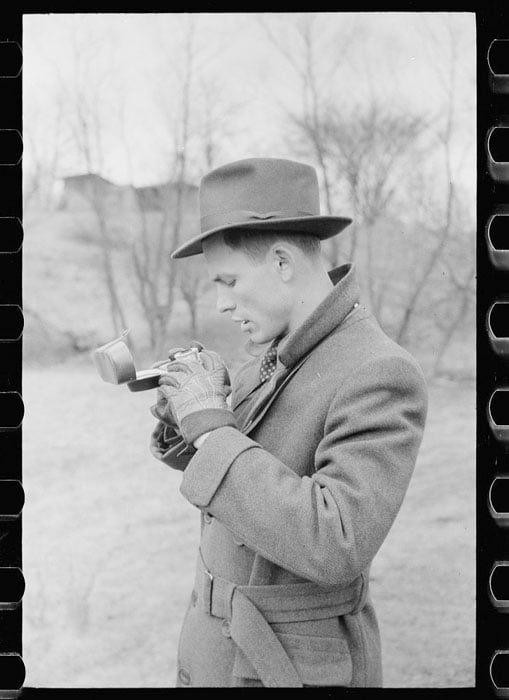 County agent taking pictures, Parke County, Indiana. Photo by Arthur Rothstein.