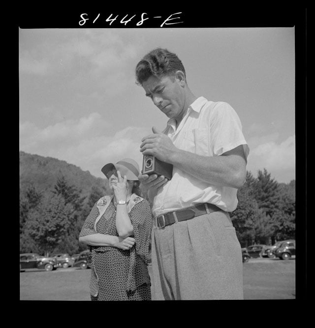 Making snapshots along the Mohawk Trail, Massachusetts. Photo by John Collier.