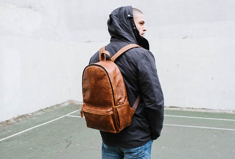 leather camera backpack