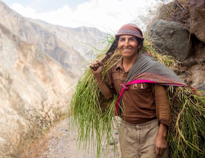 If you’re friendly and curious, most people will give you a big smile when you ask to take their photos – even when they’re holding a giant machete. (Colca Canyon, Peru. 2013.)