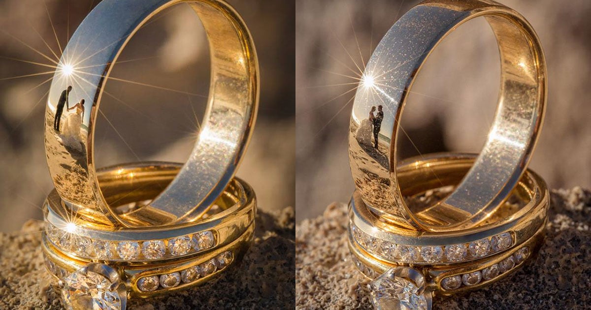 These Wedding  Ring  Photos  Have Reflections of the Newlyweds