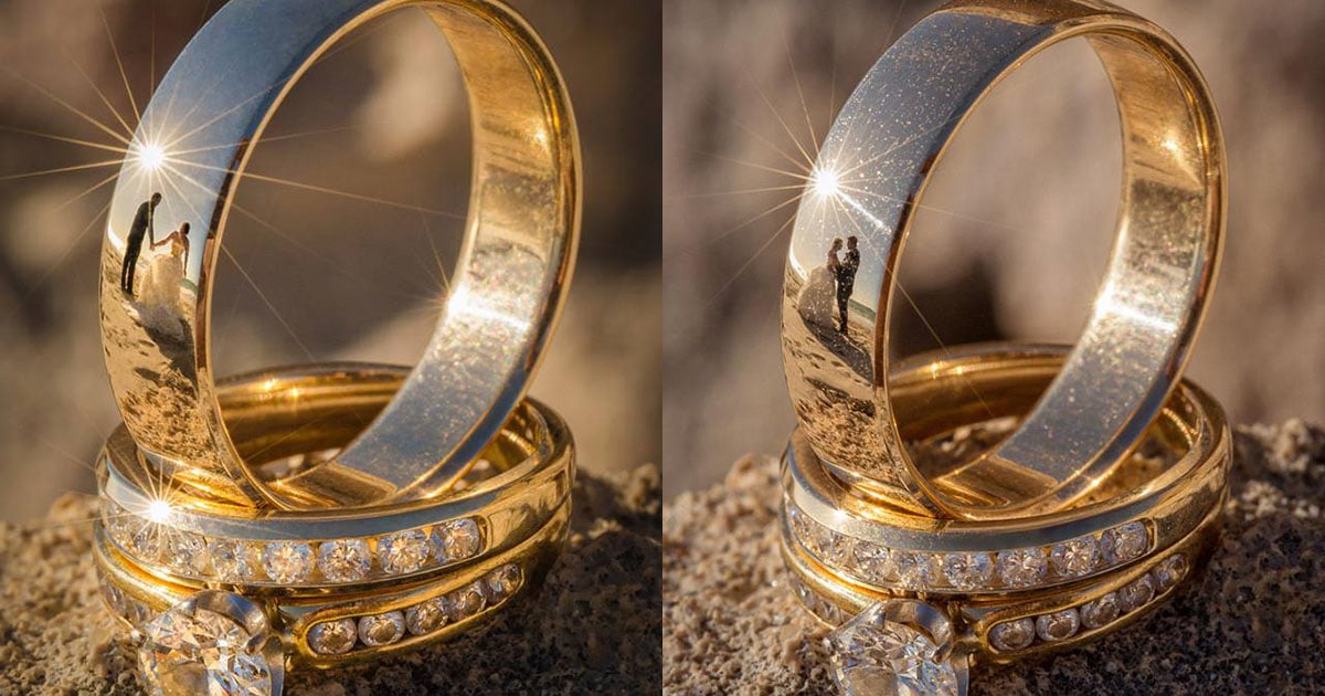 These Wedding Ring Photos Have Reflections of the Newlyweds