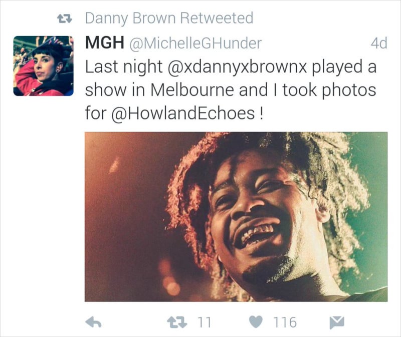 This is the photo Brown posted without credit. He had actually retweeted the photographer before he posted the photo to IG.
