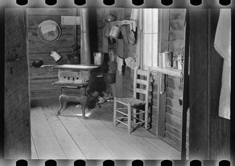 Kitchen in house of Floyd Burroughs, sharecropper, near Moundville, Hale County, Alabama. 1936.