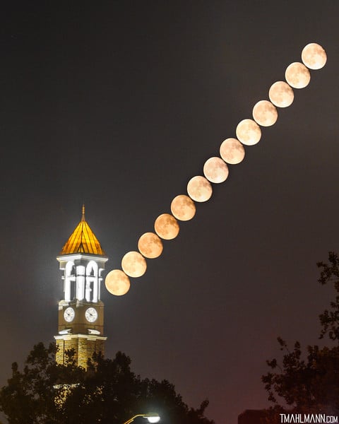Moonrise over Purdue’s Bell Tower