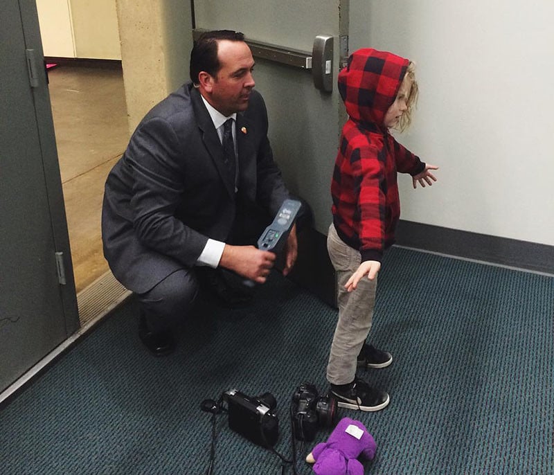 Getting searched and patted down by the Secret Service before going backstage at a rally.