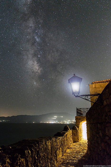The Milky Way as seen from Monemvasia Castle.