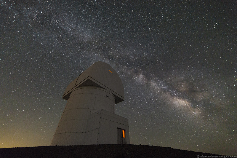 The Milky Way over Aristarchos Telescope at the top of Helmos Mountain (2340m/7677ft). North Peloponnese, Kalavryta, Greece.